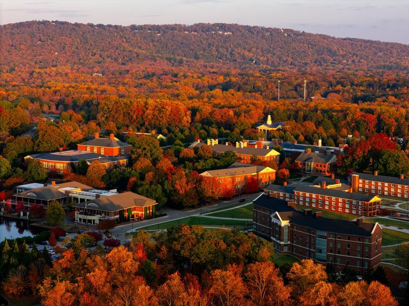 Drone Sunset Campus in Fall