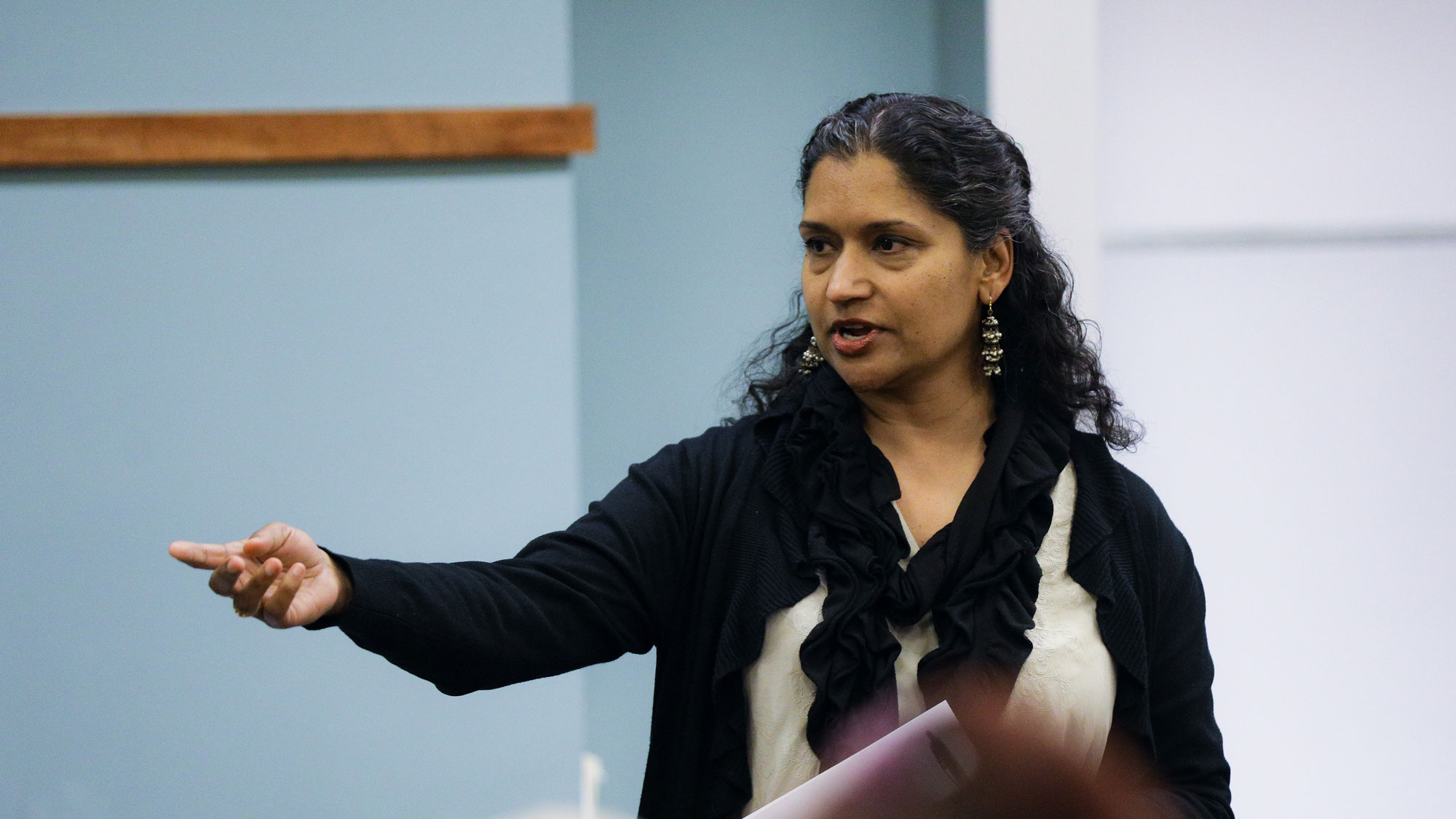 Professor Nair lecturing to a class
