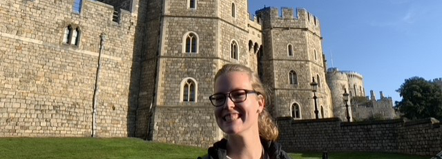 Student outside Windor Castle which houses the Royal Archives.