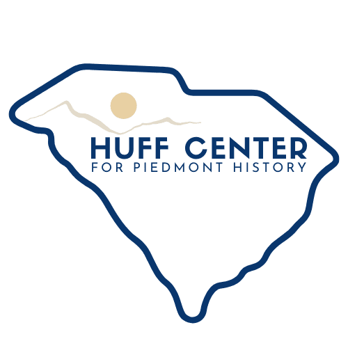 outline of the state of south carolina with the words Huff Center for Piedmont History in the center
