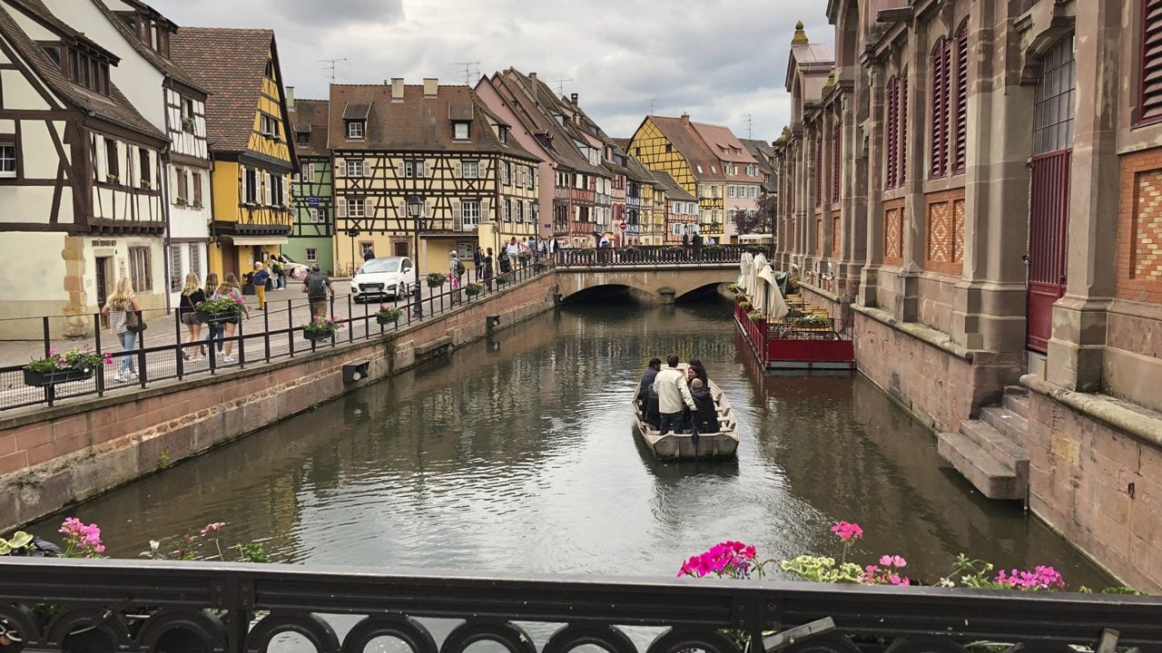 Rhine river, students floating down