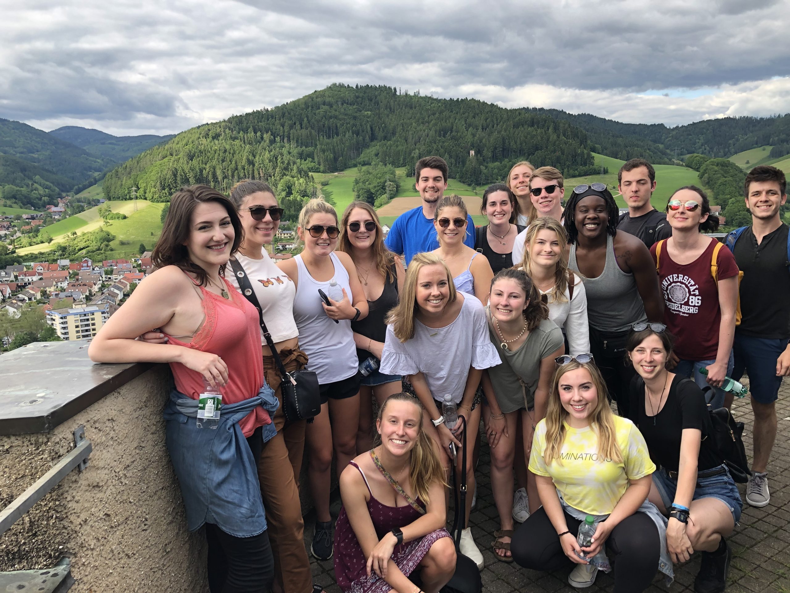 Students in the Rhine smiling