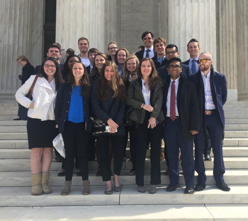 Students standing on steps of U.S. Supreme Court