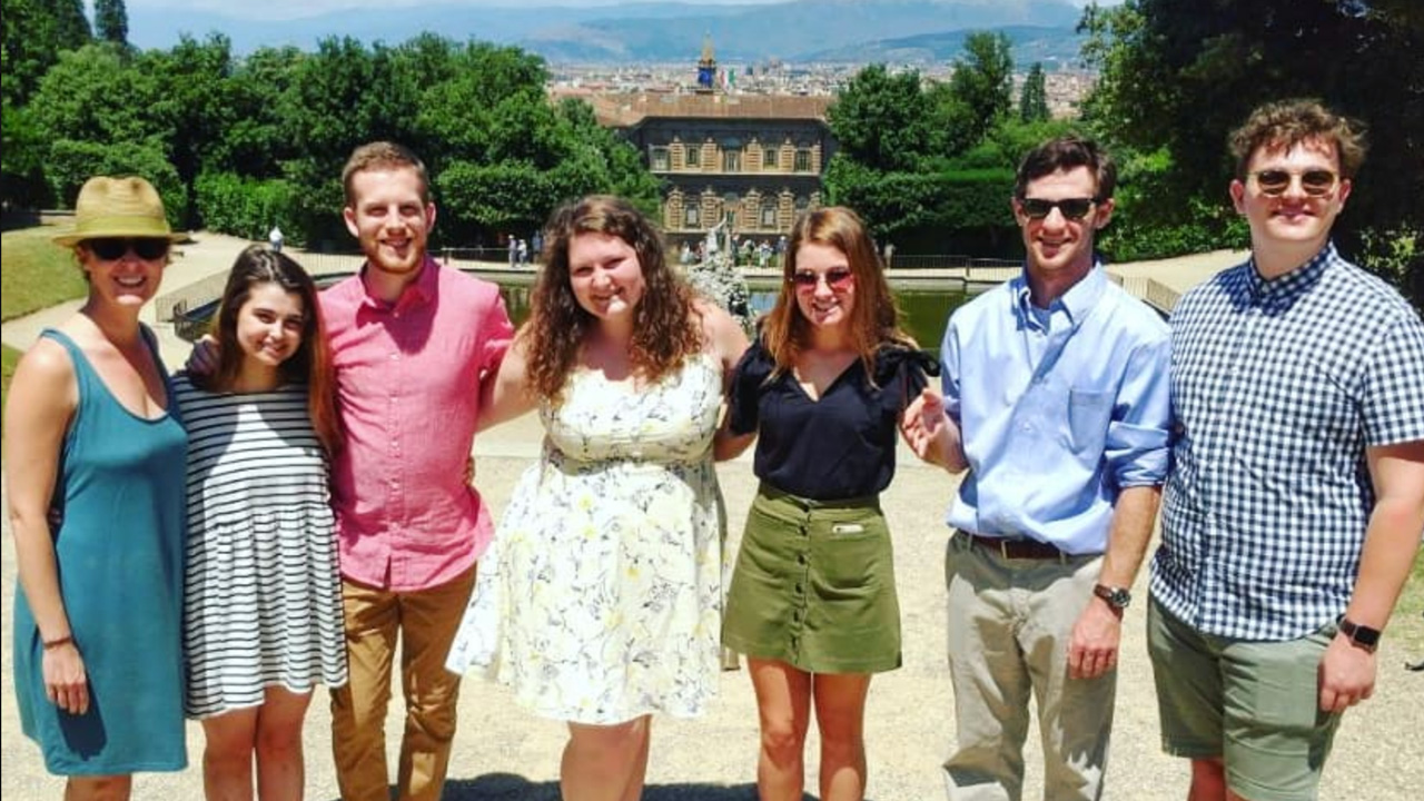 Theatre students pictured in Europe