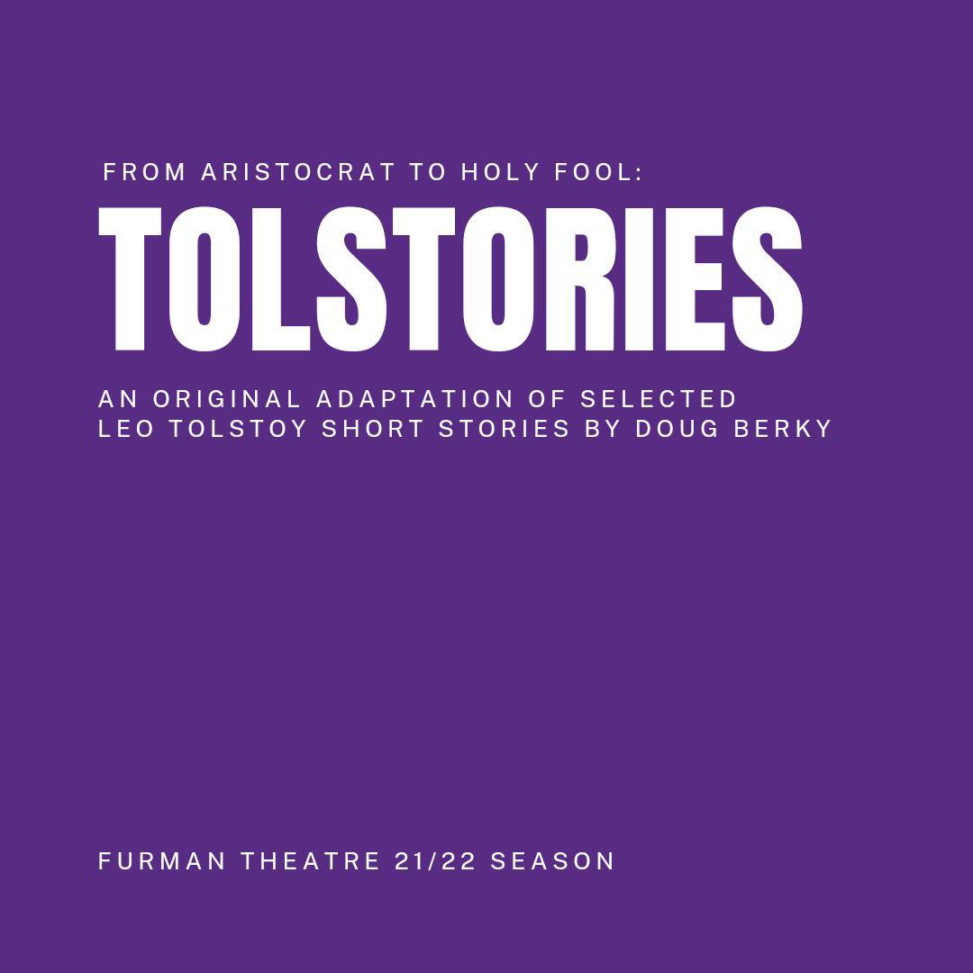 Purple background with White letters TOLSTORIES
