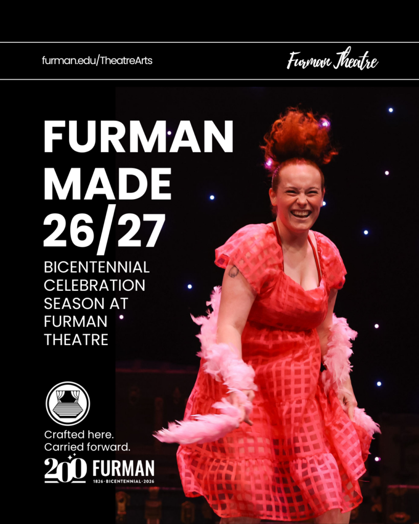 The front image for the 26/27 season with a student jumping up wearing pink