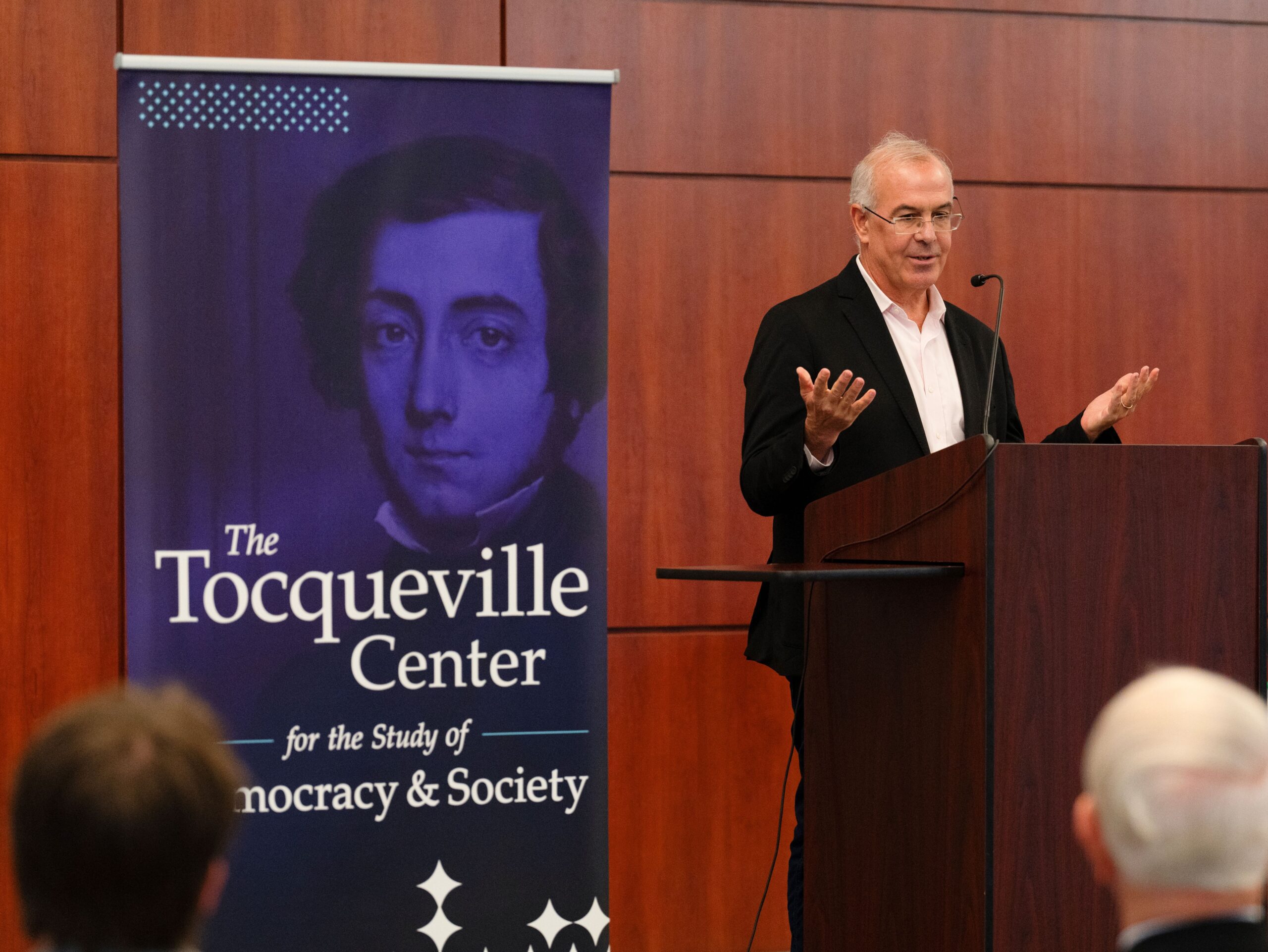 David Brooks speaks at Tocqueville Center event on Conservatism in America.