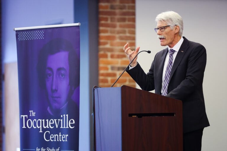 Brent Nelson, Director of the Tocqueville Center, introduces speakers 