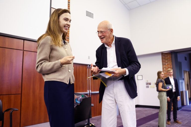 Sarah Gustafson and Olivier Zunz at the Tocqueville Center