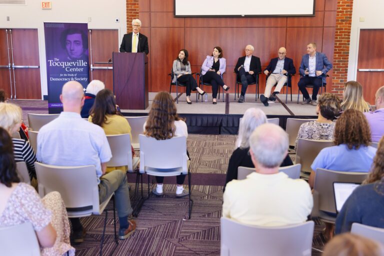 Panelists including Erin Covey discuss Parties and Elections in America