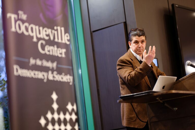 Akan Malici, Furman professor, discusses American patriotism at viewpoint diversity event