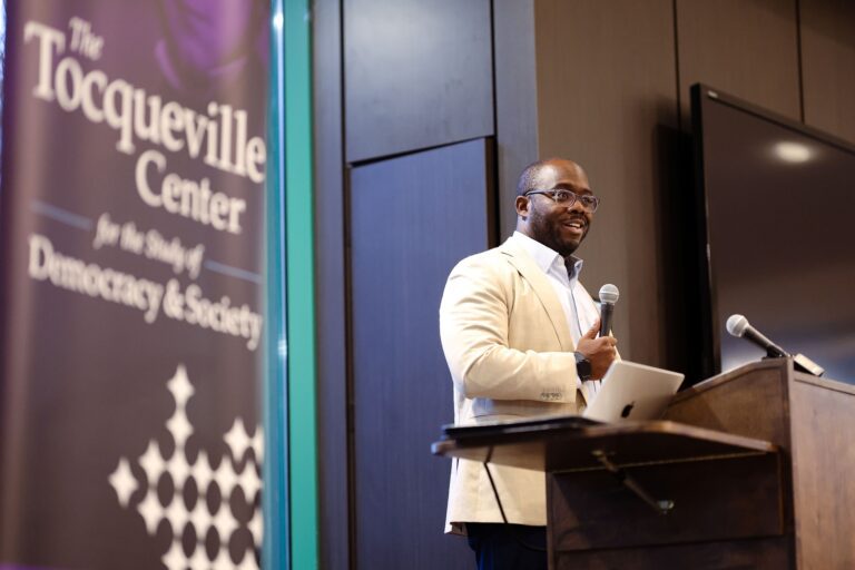 Esau MacCauley discusses patriotism at Tocqueville Center event with Tocqueville Fellow Sim Colson
