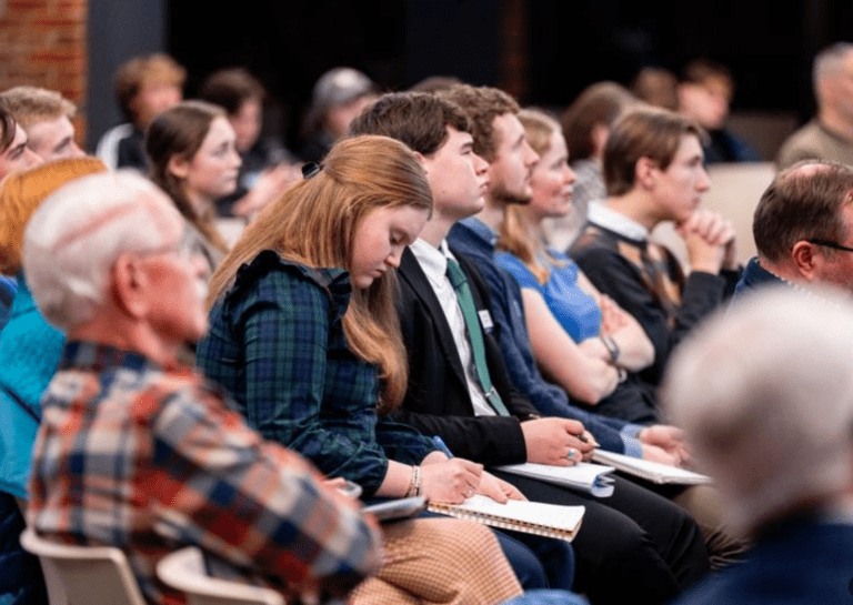 Audience listens to Brad Wilcox marriage research