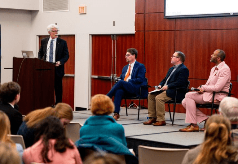 Panelists discuss Brad Wilcox marriage research in discussion about Does Marriage make people happier? 