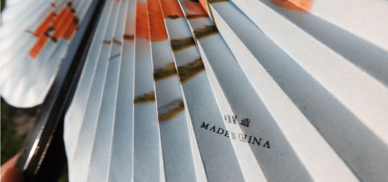 Close-up of a product label reading “Made in China,” symbolizing global manufacturing and U.S.-China trade dynamics.