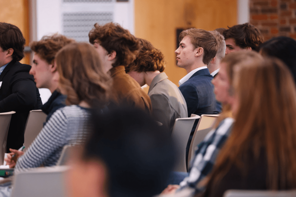 Students attending a Tocqueville Center event on religion, foreign policy, and the U.S. military at Furman University.