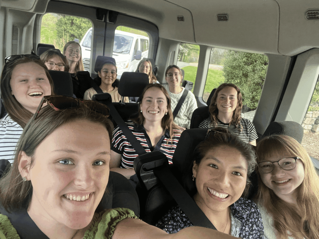 Tocqueville Fellows on the bus to the Tocqueville Retreat