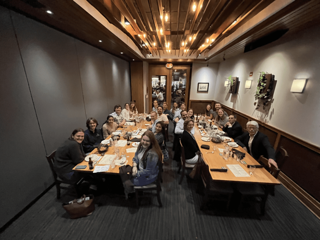 Tocqueville Fellows at dinner at the Tocqueville retreat.