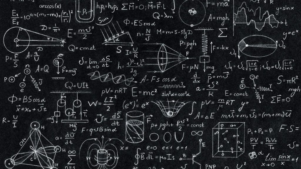 Physics equation on black board