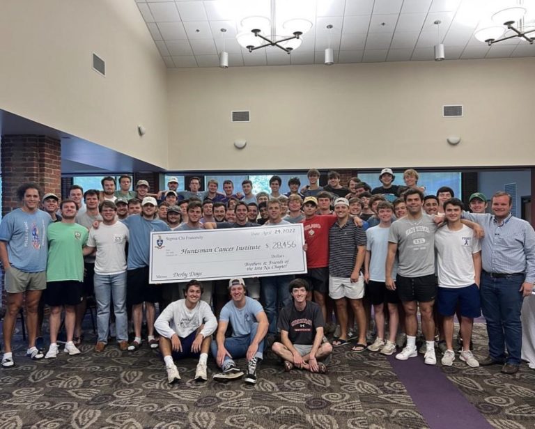 Furman students celebrating donation to the Huntsman cancer institute