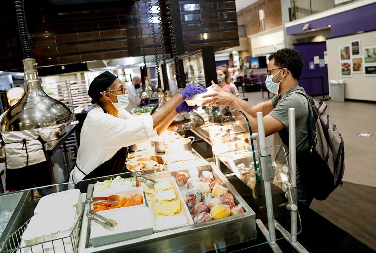 Food station inside Furman Dining Hall