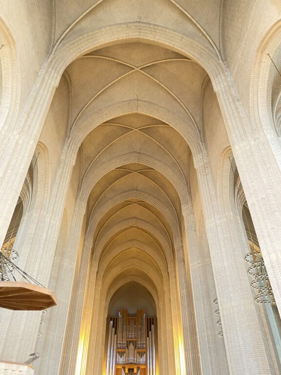 high, vaulted ceilings of a Danish church