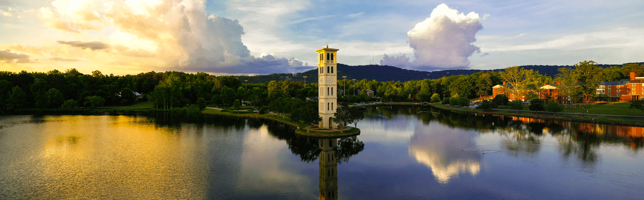 Bell tower at sunset, panoramic