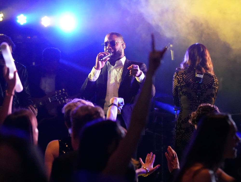 Bell Tower Ball attendees dance as a band plays after the main program