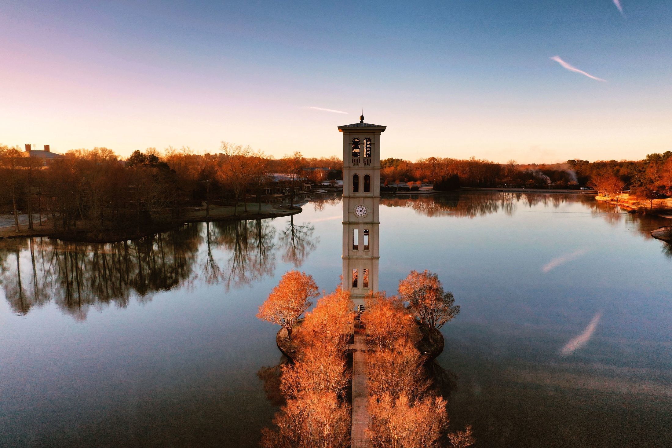 Furman Bell Tower at sunset