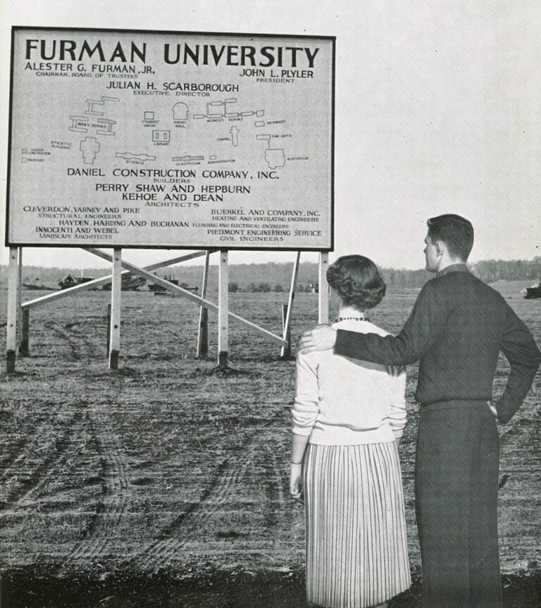 Furman campus construction sign-1956