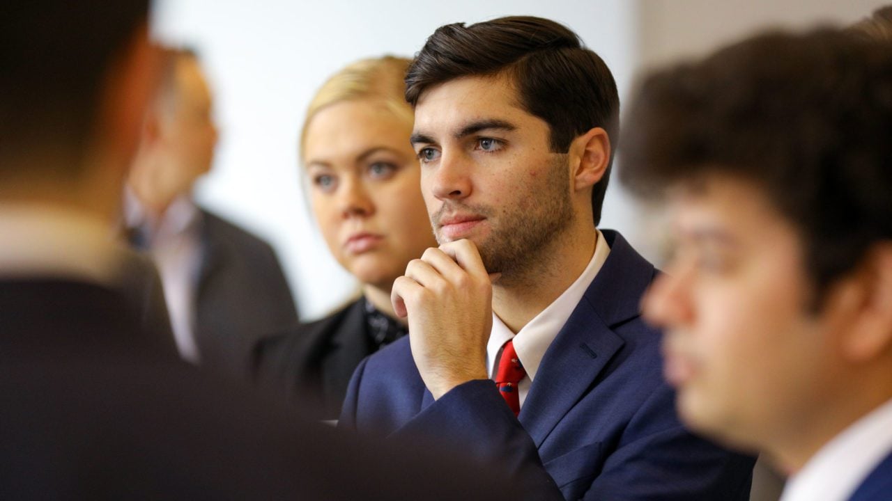 Student listening attentively in class