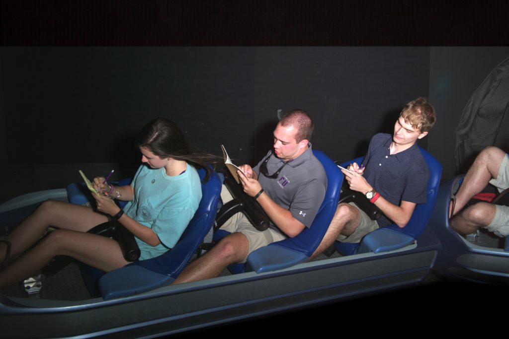 Students collecting data on Disney World's Space Mountain amusement ride