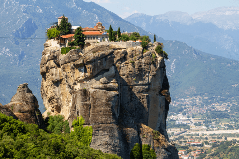 Monastery on a cliffside in Meteora, Greece.