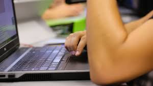 Student working on laptop