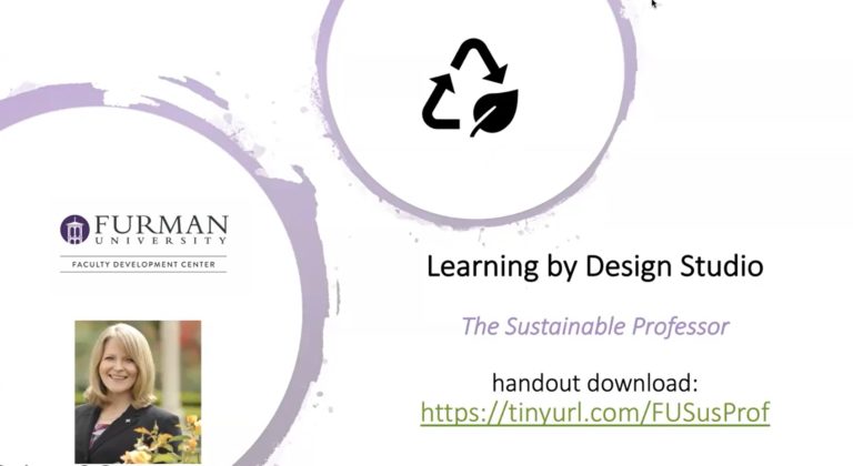 Title page that reads: Learning by Design Studio - The Sustainable Professor.