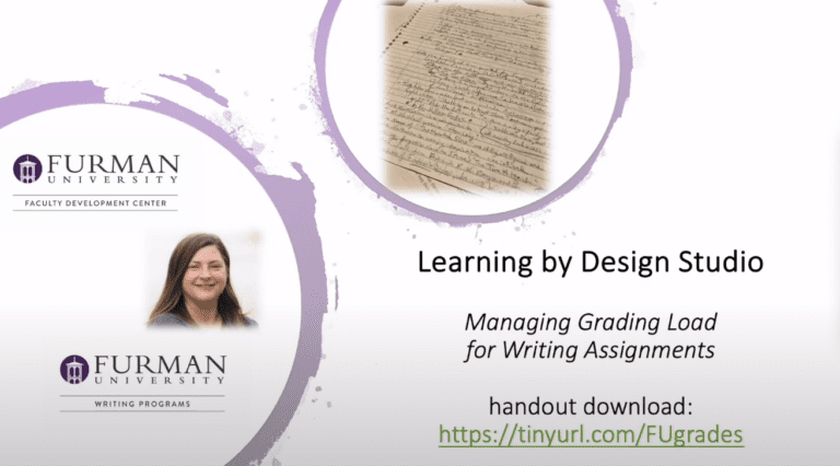 Slide with Text: Managing Grading Load for Writing Assignments.