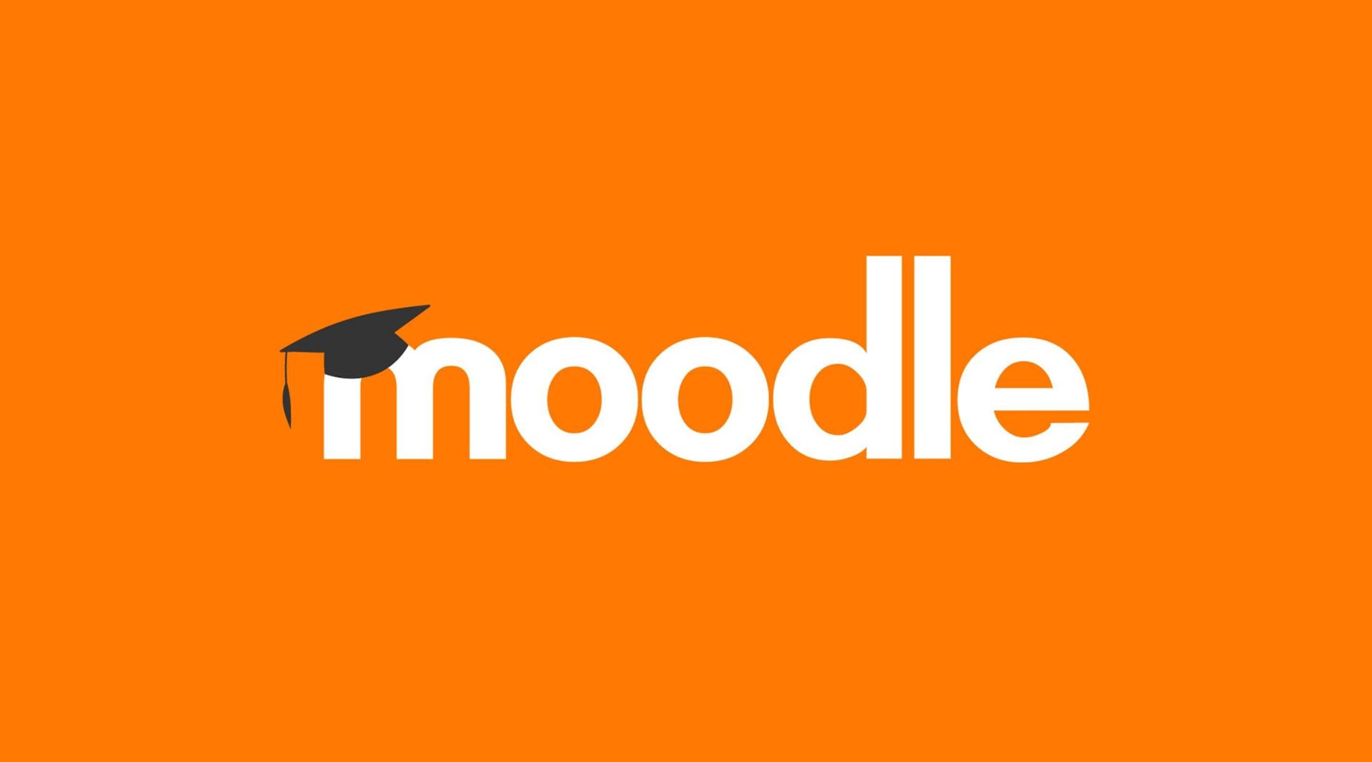 Orange and white Moodle logo with graduation cap.
