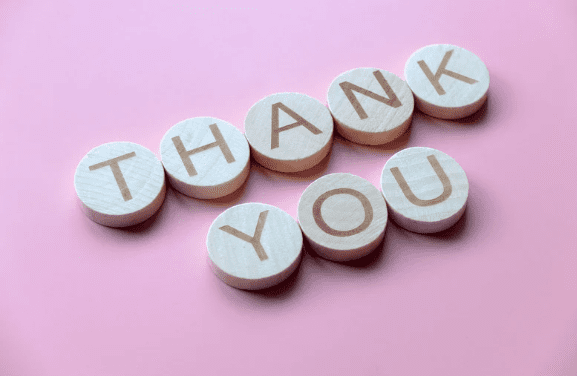 Block letters that spell Thank You