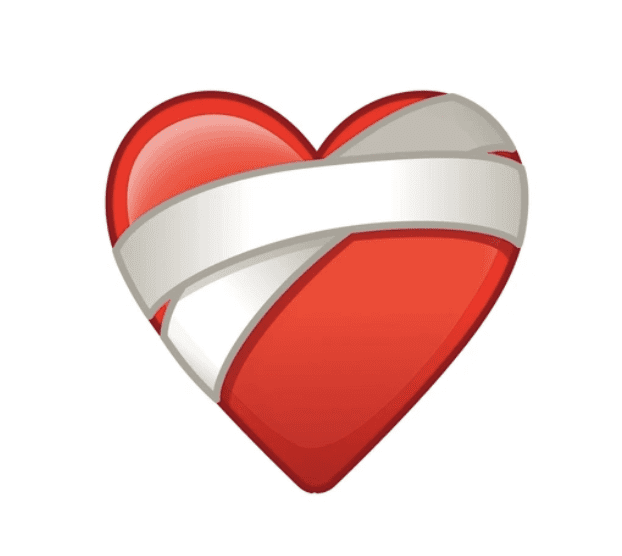 An emoji of a bandaged heart.