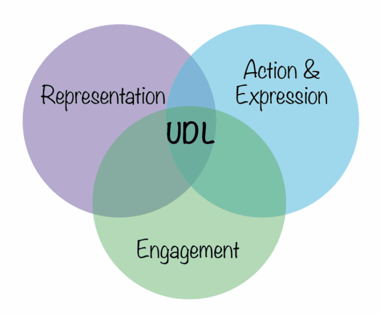 A Venn diagram of the elements of Universal Design for Learning.