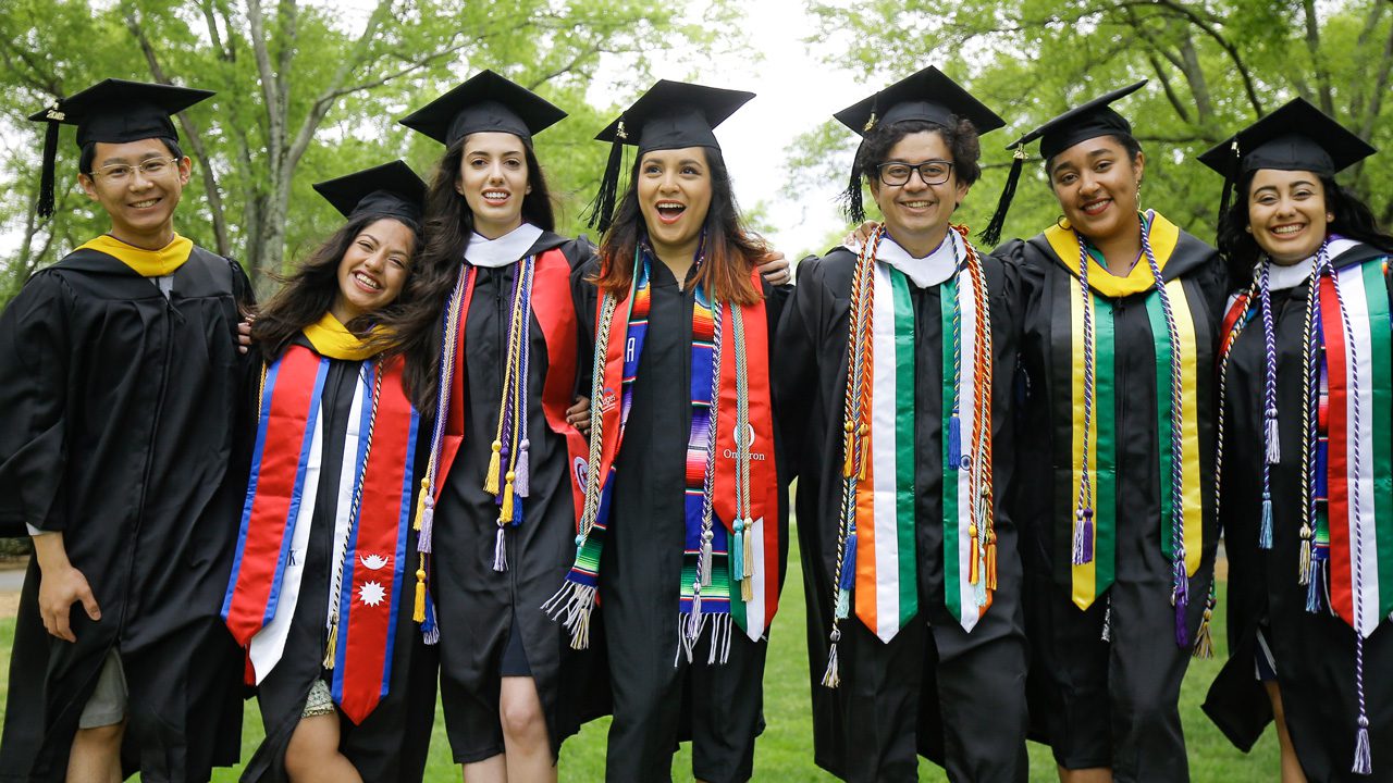 Group of seniors at Commencement