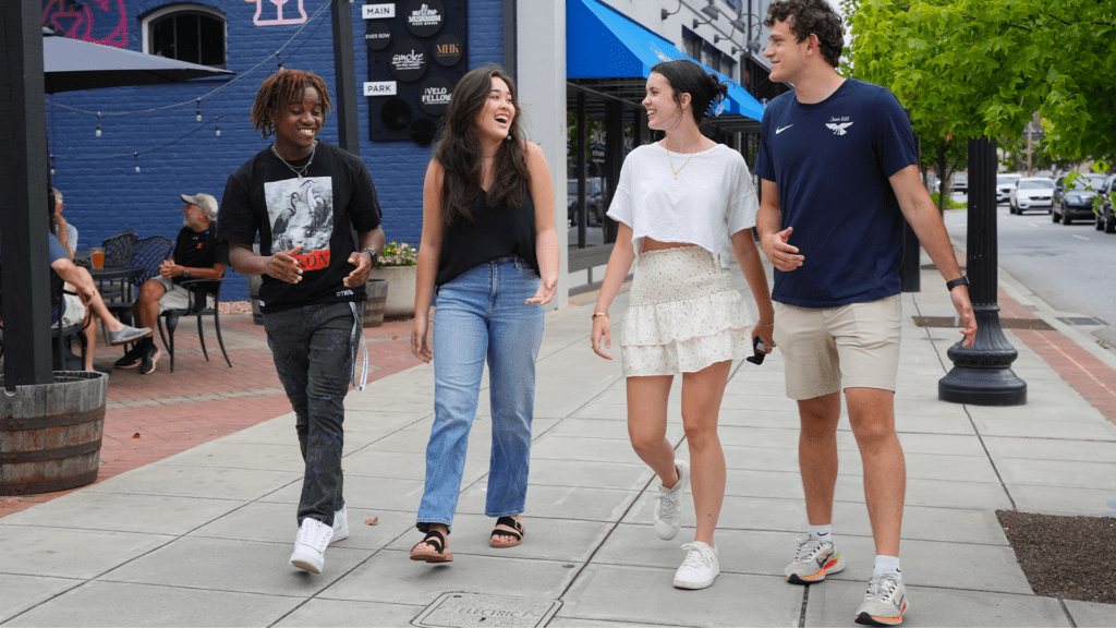Students walking downtown GVL