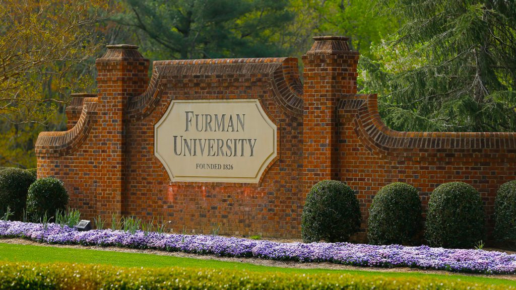 Furman University Front sign