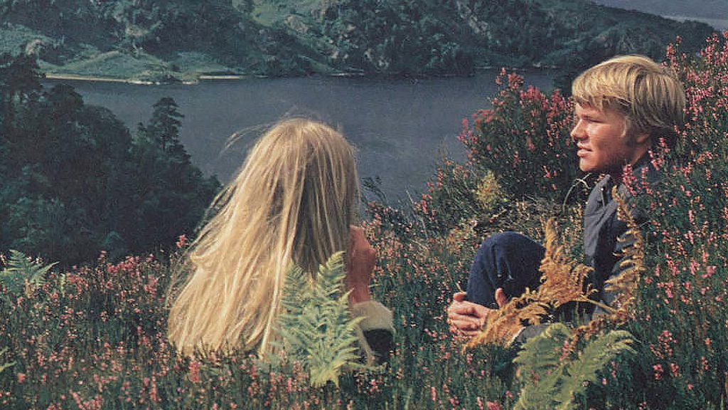 1970 Furman Magazine cover, two students sitting in the brush near a lake