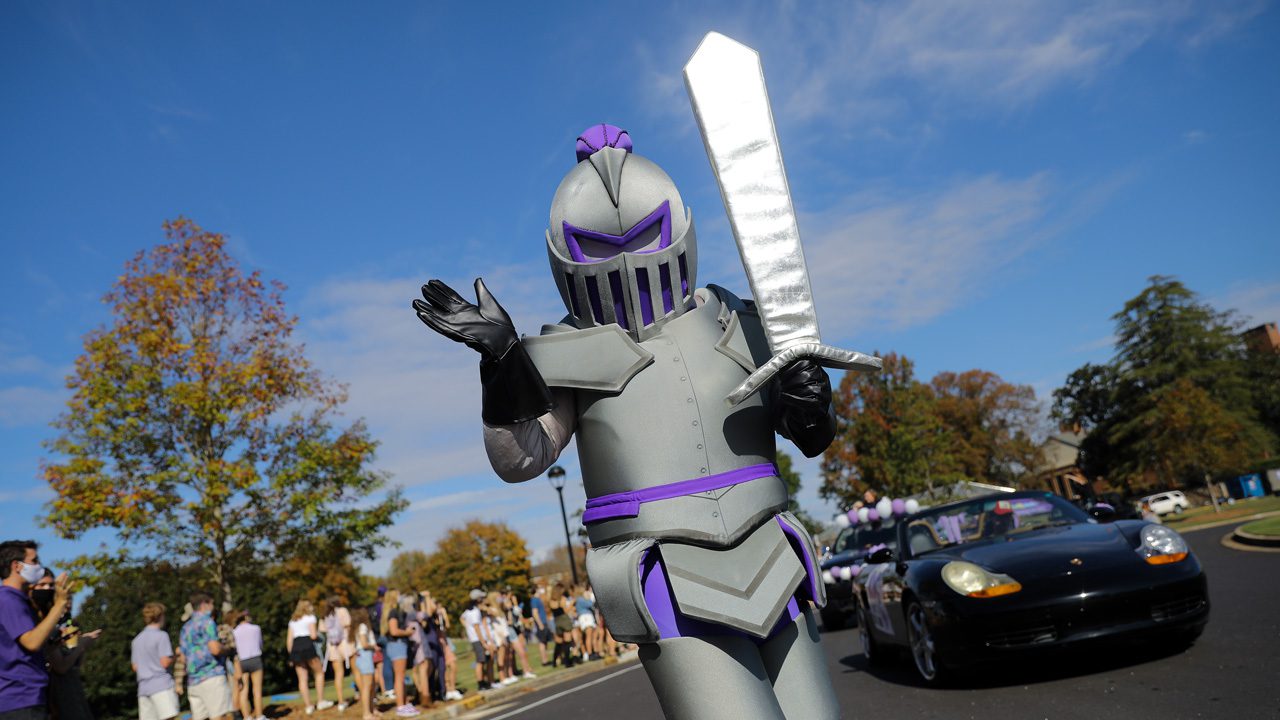Paladin knight with sword during homecoming