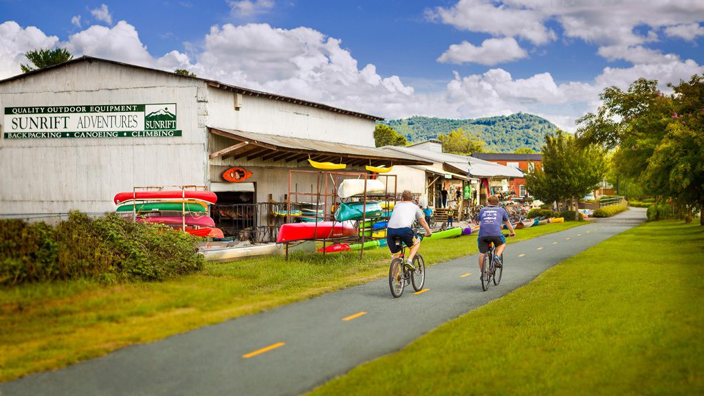 Cyclists on the Prisma Health Swamp Rabbit Trail in Travelers Rest, South Carolina