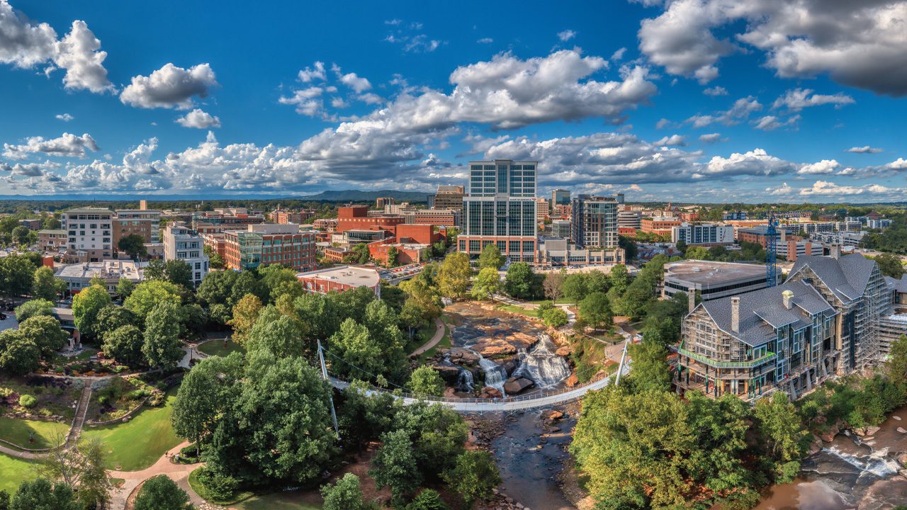 Aerial view of Greenville, SC