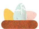 colorful eggs in a nest icon