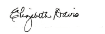 Elizabeth Davis' signature