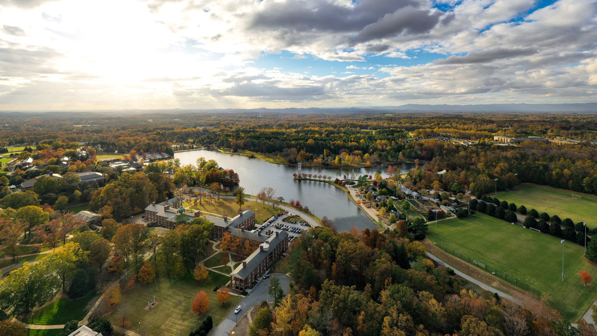 Fall campus aerial view